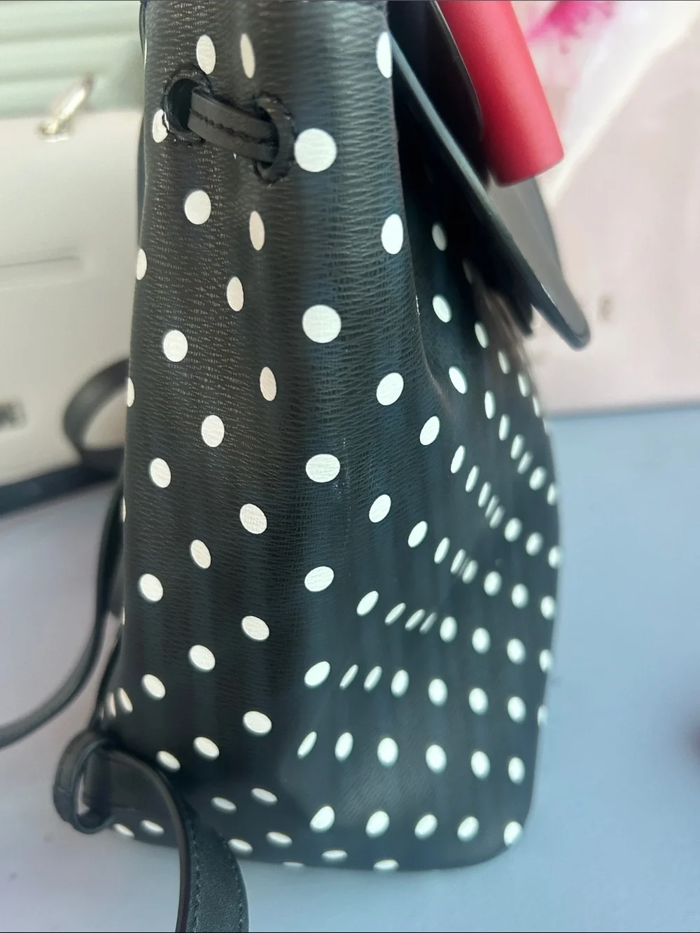 Kate Spade New York Minnie Mouse Polka Dot Backpack Disney Black White Red